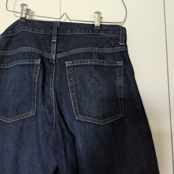 Mid-Rise Baggy Wide-Leg Dark Denim Jeans 6 Petite - Picture 6 of 7